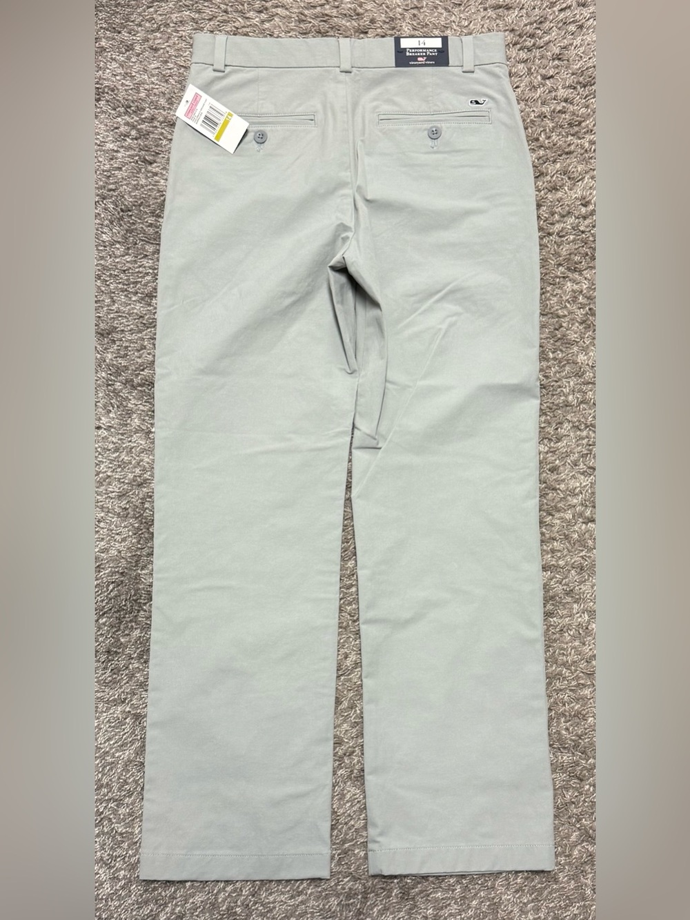 NWT Boys Vineyard Vines Performance Breaker Pant, Size 14, Grey *small spot* - Picture 2 of 3